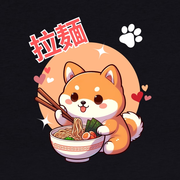 Kawaii Corgi  Eating Ramen. by Montony